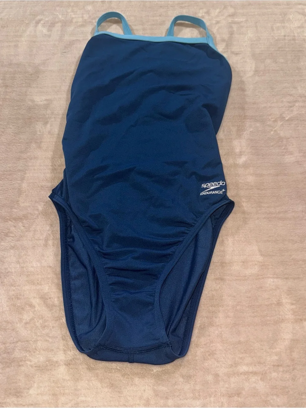 Speedo Navy One-Piece Swimsuit with Light Blue Straps